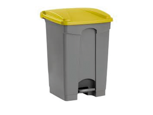 PAPELERA CON PEDAL 65l TAPA AMARILLA